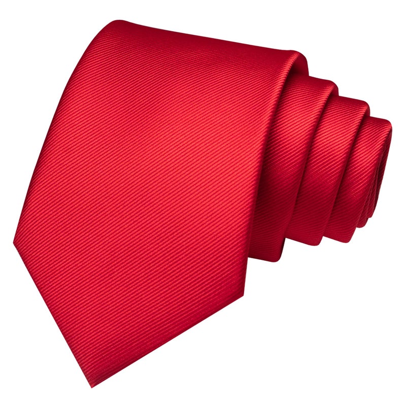JEMYGINS Red Formal Necktie and Pocket Square, Hankerchief and Tie Bar Clip Sets for Men - Image 2